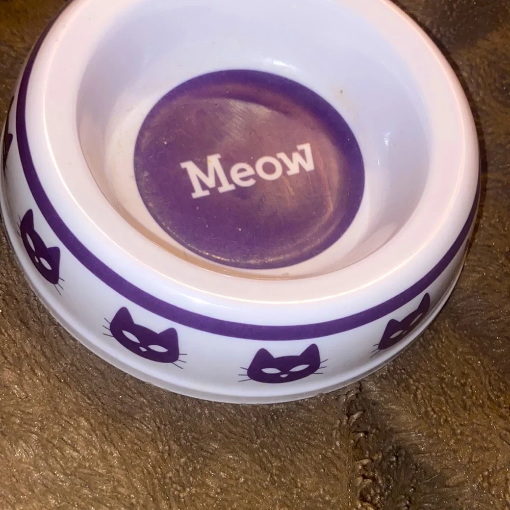 Cat bowl, small size, purple/white